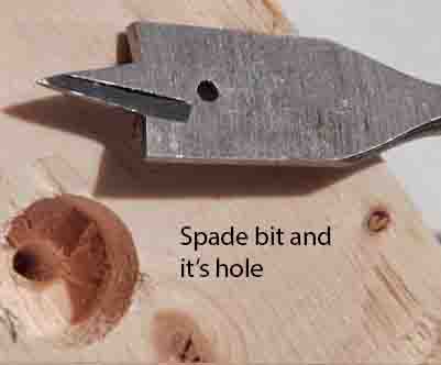 spade bit and it's hole